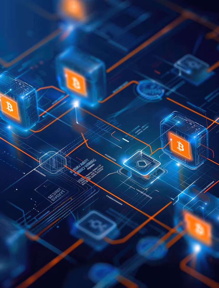 3d rendering of blockchain technology