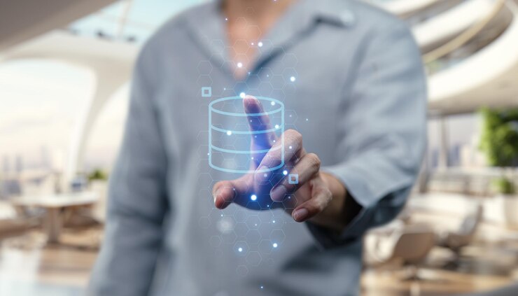 Icon of a data storage symbol featuring stacked server disks representing cloud storage and digital data management